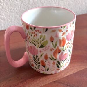 10 Strawberry Street Pink Orange Floral Ceramic Coffee Tea Mug